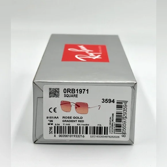 Ray-Ban Womens Sunglasses Rose Lens RB1971 Square Metal Frame 9151/AA  54-19-145 - Picture 6 of 16